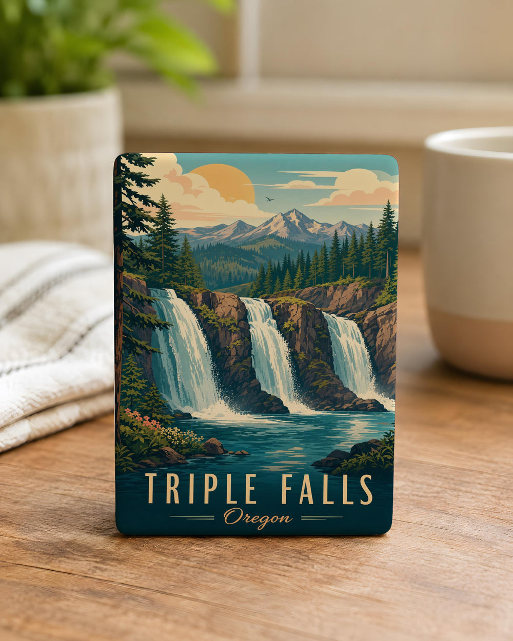 Triple Falls Oregon Fridge Magnet, Waterfall Nature Souvenir, Columbia River Gorge Travel Gift, Pacific Northwest Keepsake