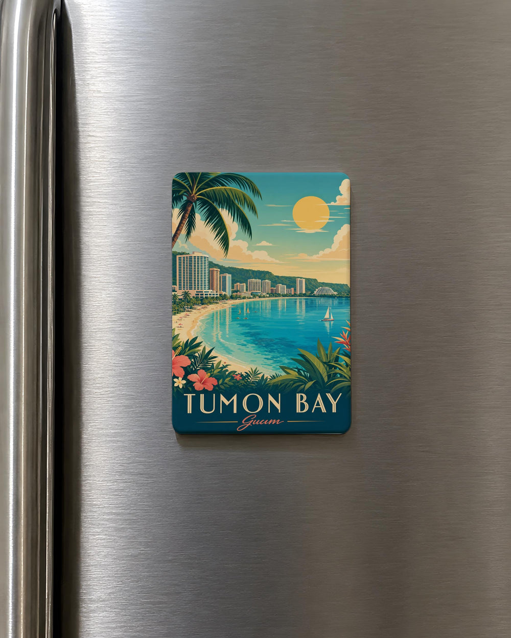 Tumon Bay Guam Fridge Magnet, Tumon Bay Beach Souvenir, Guam Island Travel Keepsake, Tropical Ocean Bay Landmark Magnet