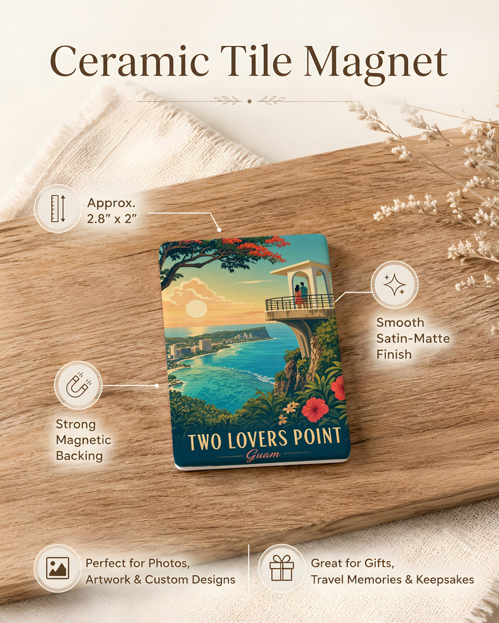 Two Lovers Point Guam Fridge Magnet, Guam Souvenir Magnet, Two Lovers Point Landmark Gift, Tumon Bay Travel Keepsake