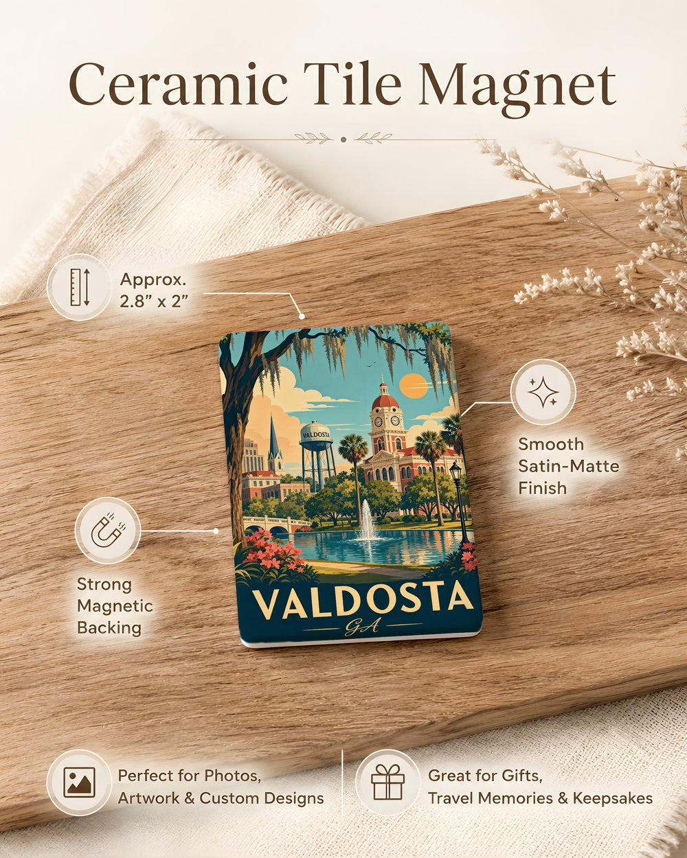 Valdosta GA Fridge Magnet, Valdosta Georgia Souvenir Magnet, City Name Travel Keepsake Refrigerator Magnet