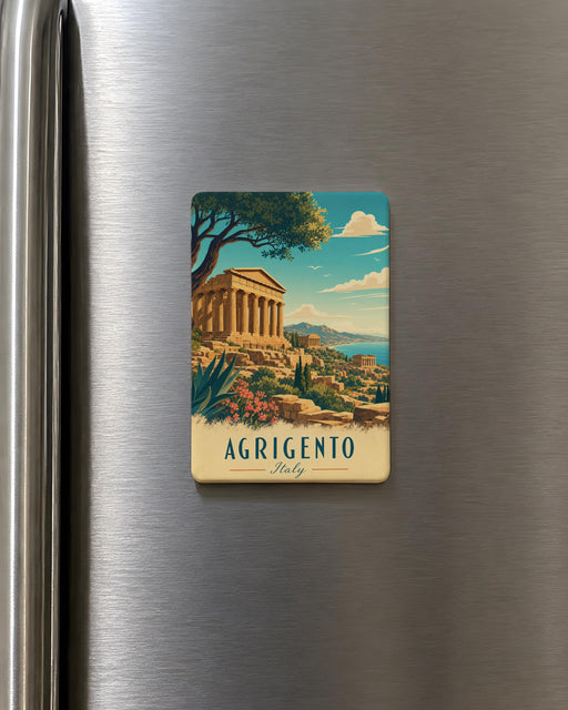 Valley of the Temples Fridge Magnet, Sicily Ancient Greek Temple Ruins Souvenir, Agrigento Italy Landmark Magnet