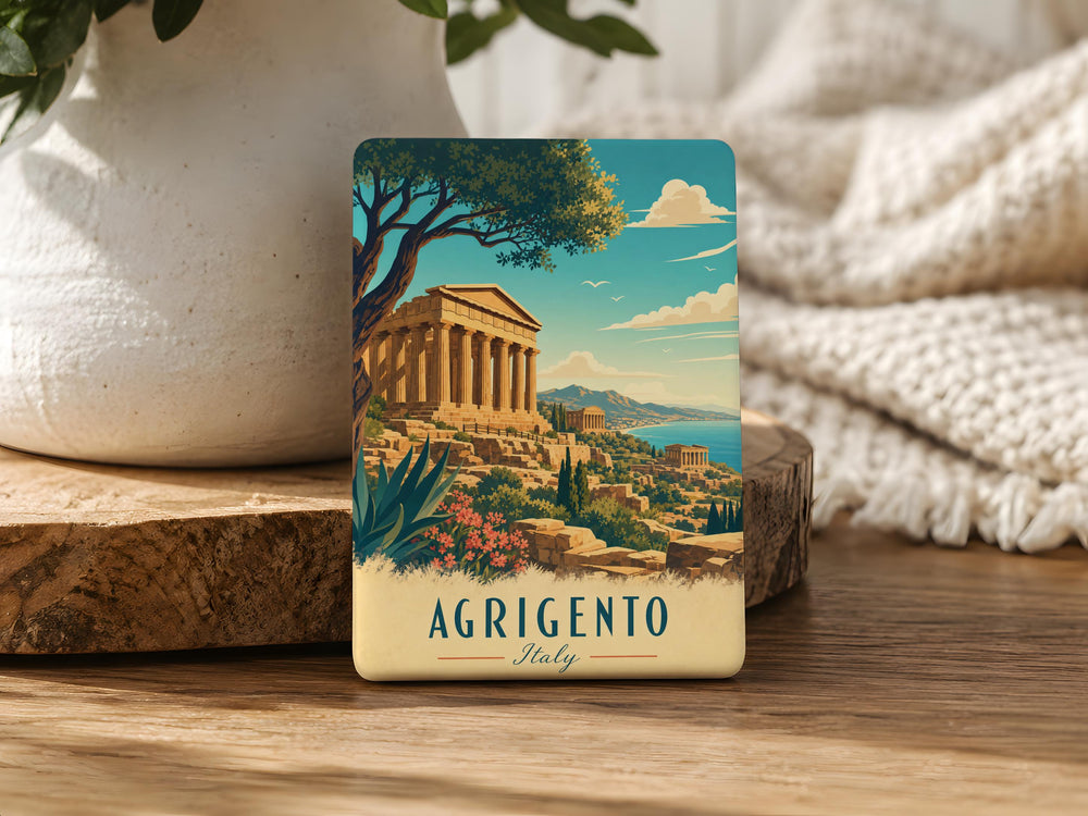 Valley of the Temples Fridge Magnet, Sicily Ancient Greek Temple Ruins Souvenir, Agrigento Italy Landmark Magnet