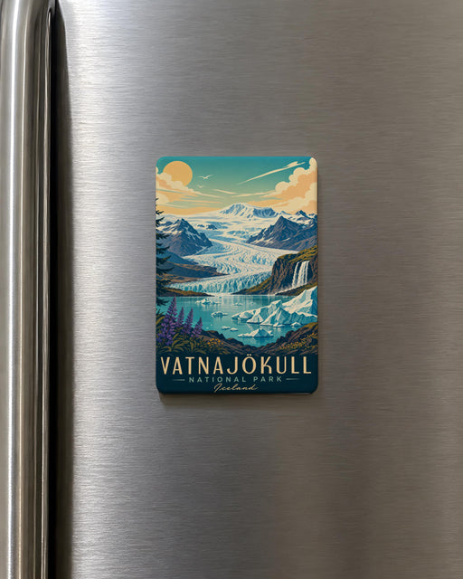 Vatnajökull National Park Fridge Magnet, Iceland Glacier Landscape Souvenir Magnet, Travel Keepsake Kitchen Magnet