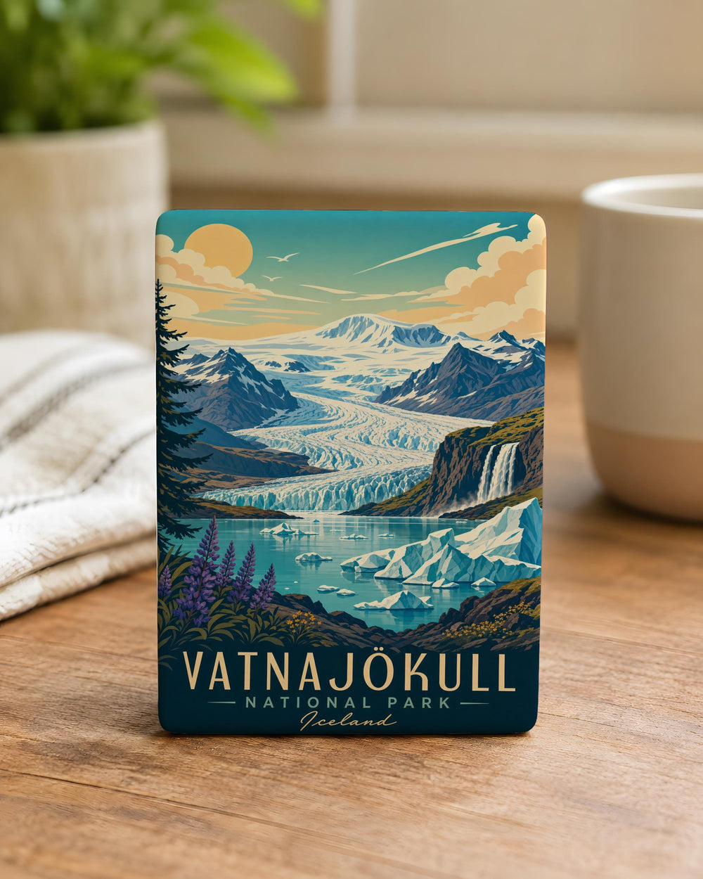 Vatnajökull National Park Fridge Magnet, Iceland Glacier Landscape Souvenir Magnet, Travel Keepsake Kitchen Magnet