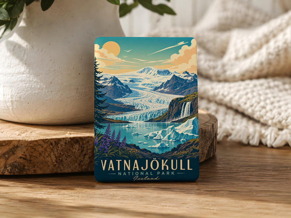 Vatnajökull National Park Fridge Magnet, Iceland Glacier Landscape Souvenir Magnet, Travel Keepsake Kitchen Magnet