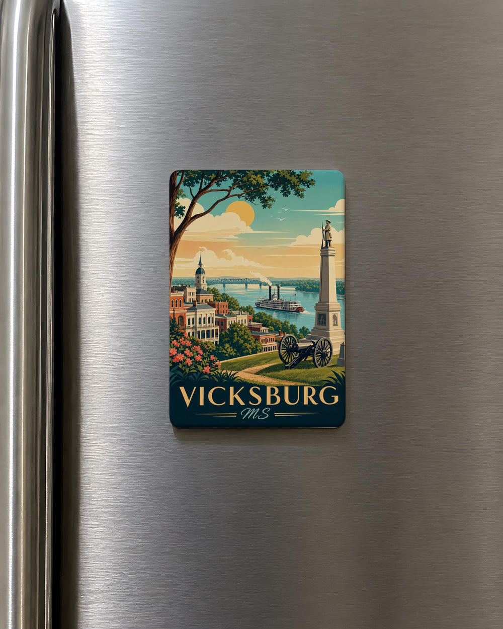 Vicksburg MS Fridge Magnet, Vicksburg Mississippi Souvenir Magnet, Historic River Town Travel Keepsake Magnet