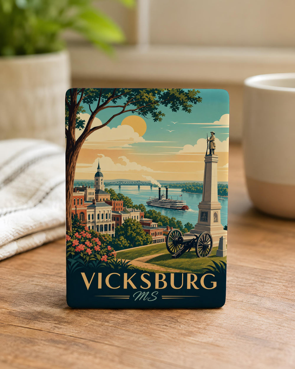 Vicksburg MS Fridge Magnet, Vicksburg Mississippi Souvenir Magnet, Historic River Town Travel Keepsake Magnet