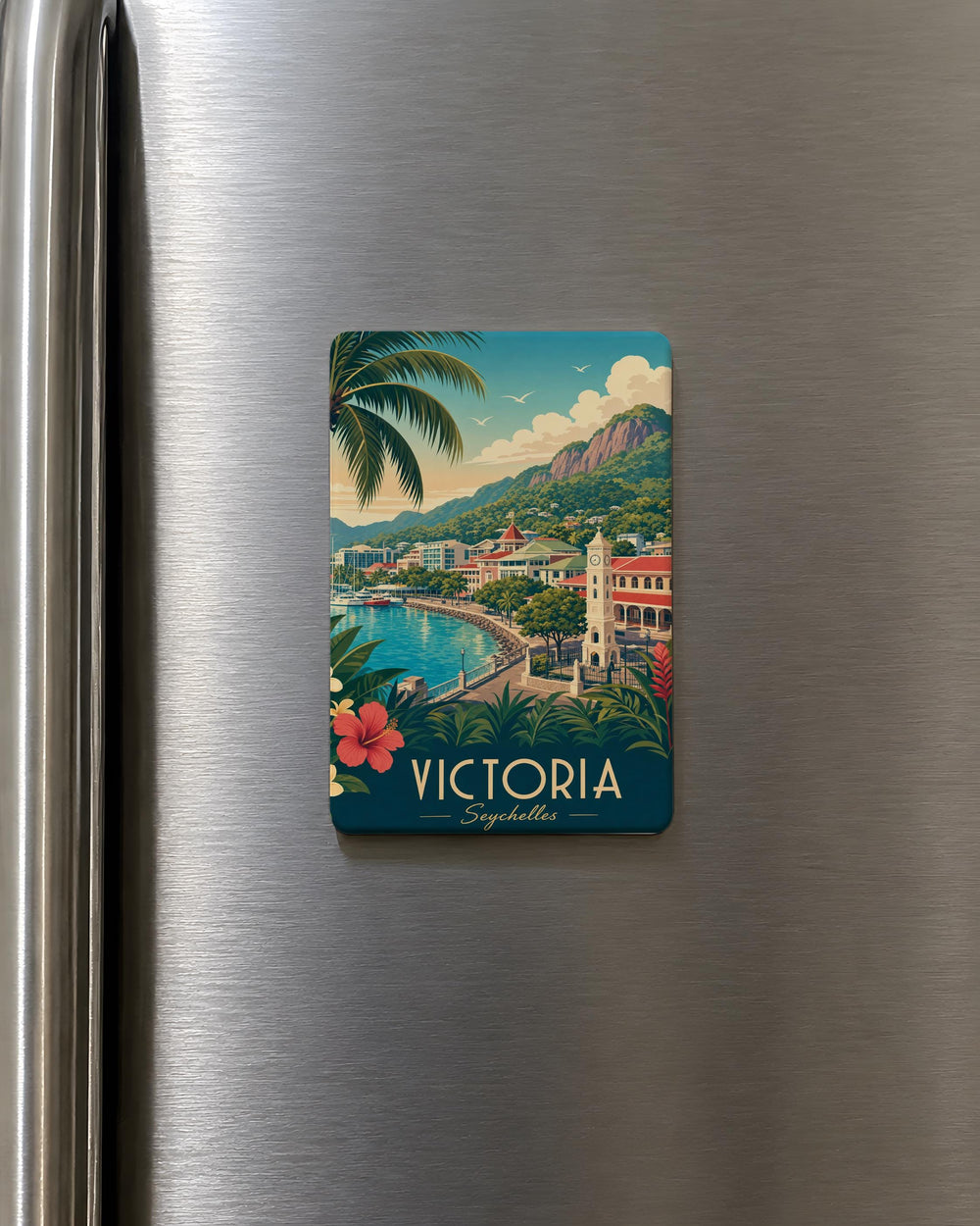 Victoria Seychelles Fridge Magnet, Victoria City Souvenir Magnet, Seychelles Travel Keepsake, Island Vacation Gift, Coastal Landmark Magnet