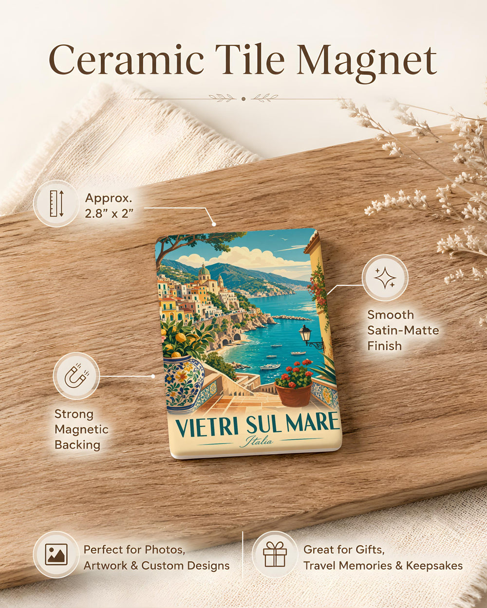 Vietri sul Mare Fridge Magnet, Amalfi Coast Italy Travel Souvenir, Scenic Coastal Town Magnet, Italian Vacation Keepsake Magnet