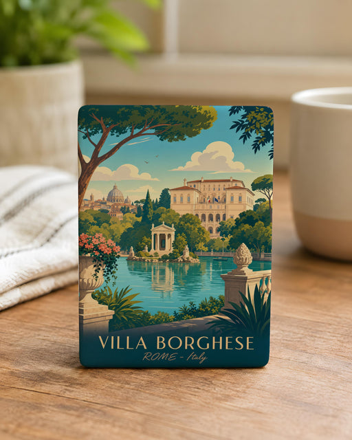 Villa Borghese Fridge Magnet, Rome Italy Park Landmark Souvenir, Italian Garden Travel Keepsake Magnet