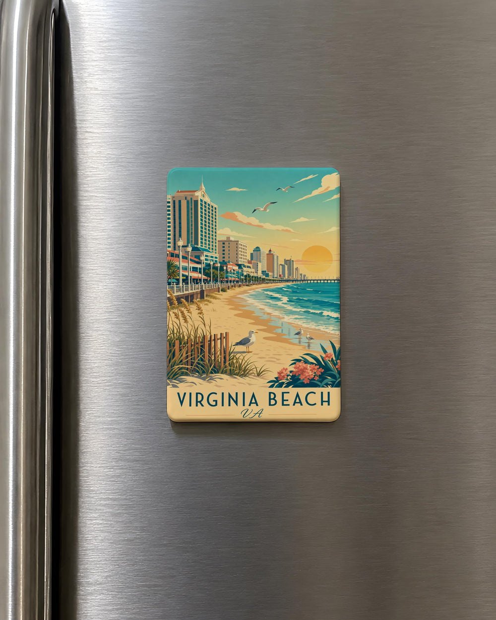 Virginia Beach VA Fridge Magnet, Virginia Beach Souvenir Magnet, Coastal Virginia Travel Gift, Beach Vacation Keepsake Magnet