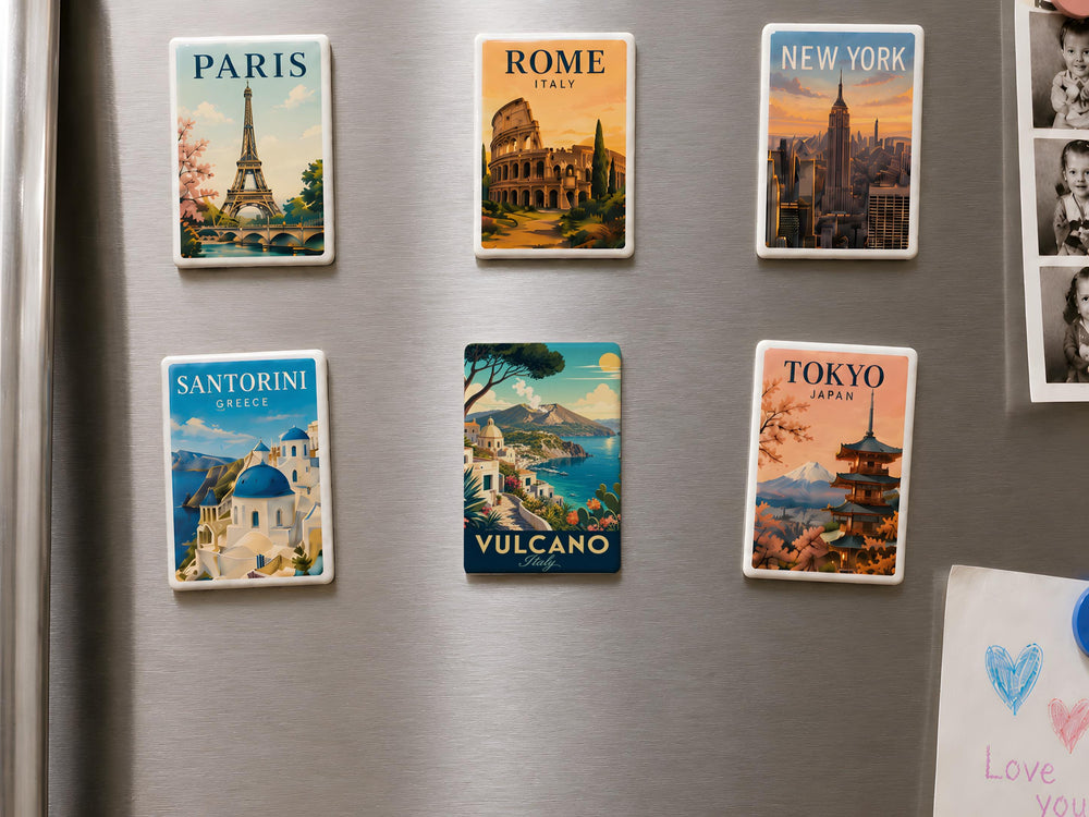 Vulcano Italy Fridge Magnet, Vulcano Island Souvenir Magnet, Aeolian Islands Travel Gift, Sicily Italy Volcano Magnet