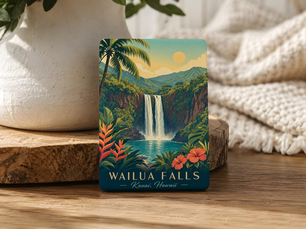 Wailua Falls Fridge Magnet, Kauai Hawaii Waterfall Souvenir, Tropical Island Travel Keepsake Gift