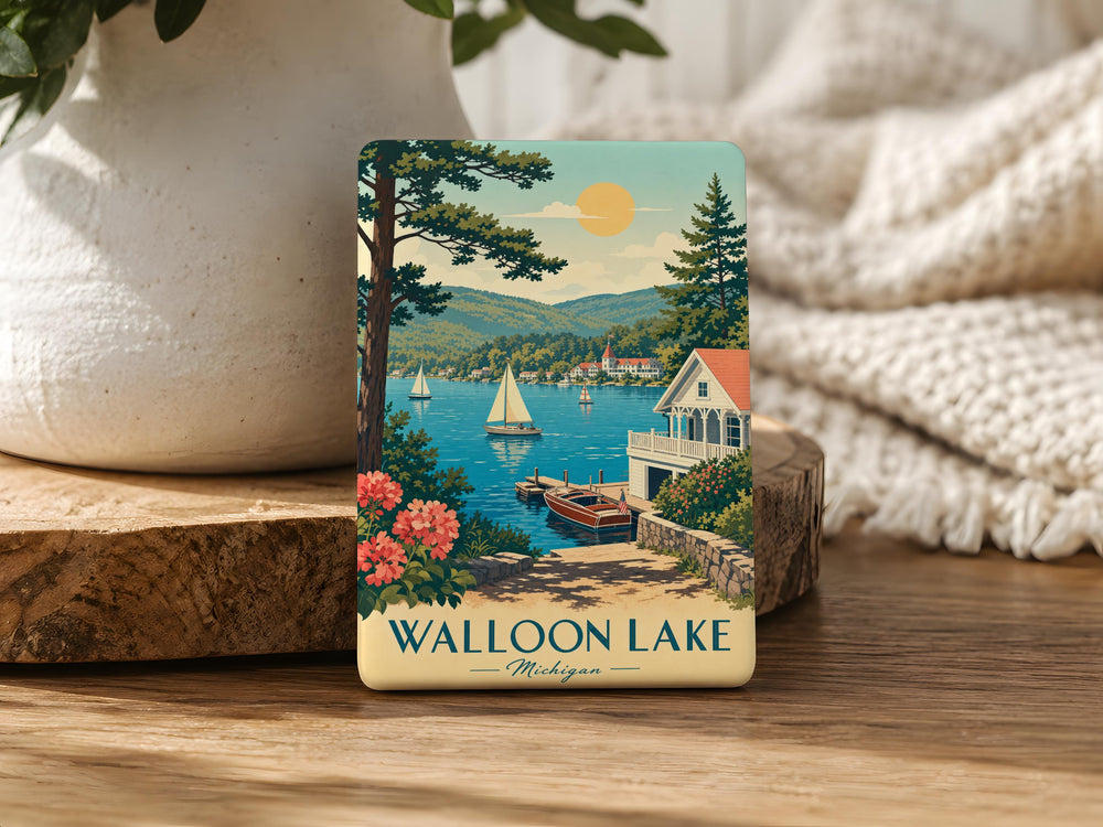 Walloon Lake Fridge Magnet, Walloon Lake Michigan Souvenir, Lake House Cabin Decor, Up North Travel Keepsake Gift