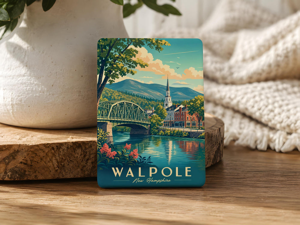 Walpole NH Fridge Magnet, Walpole New Hampshire Souvenir, Hometown Travel Keepsake, New England Gift, USA Map Landmark Magnet