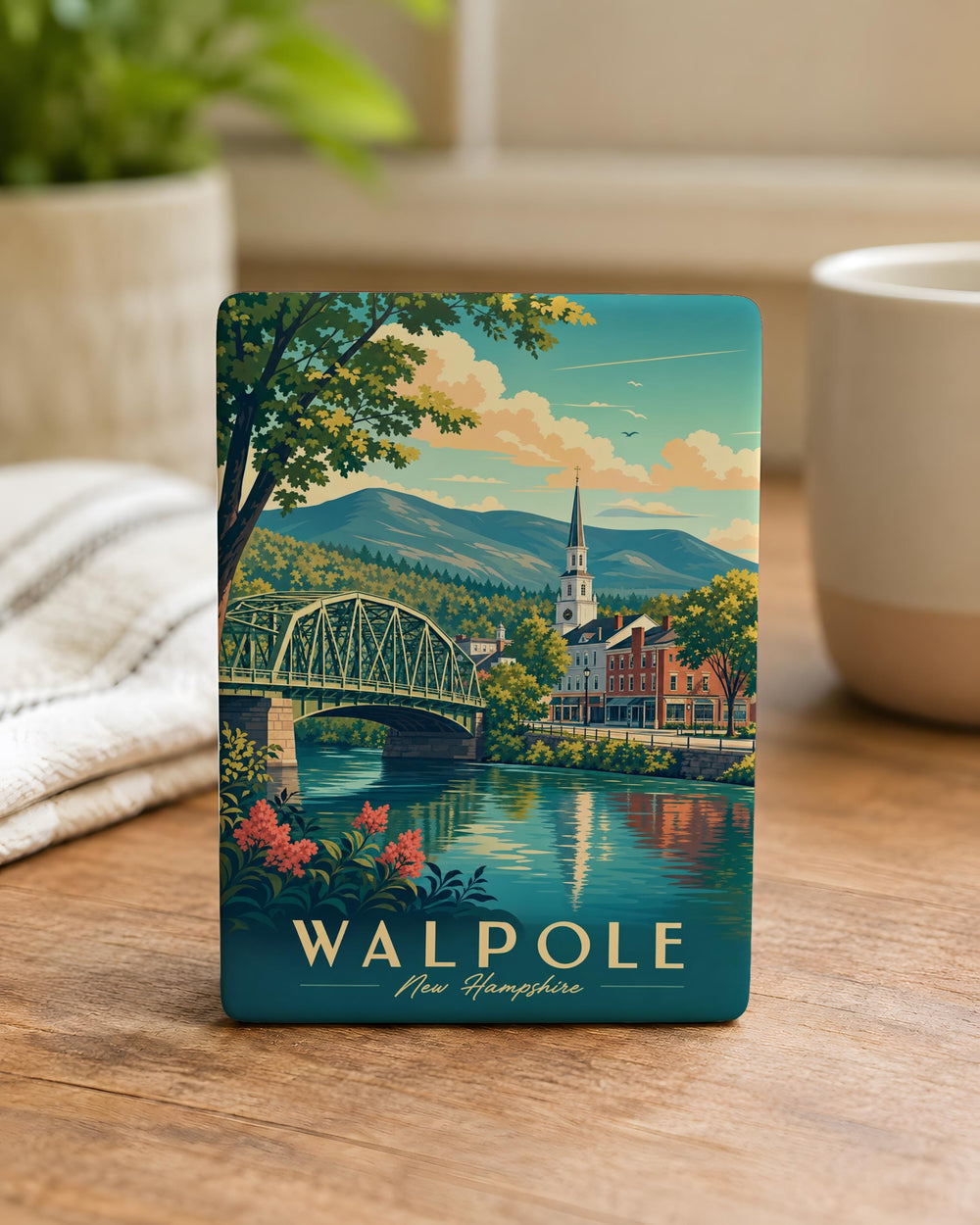 Walpole NH Fridge Magnet, Walpole New Hampshire Souvenir, Hometown Travel Keepsake, New England Gift, USA Map Landmark Magnet