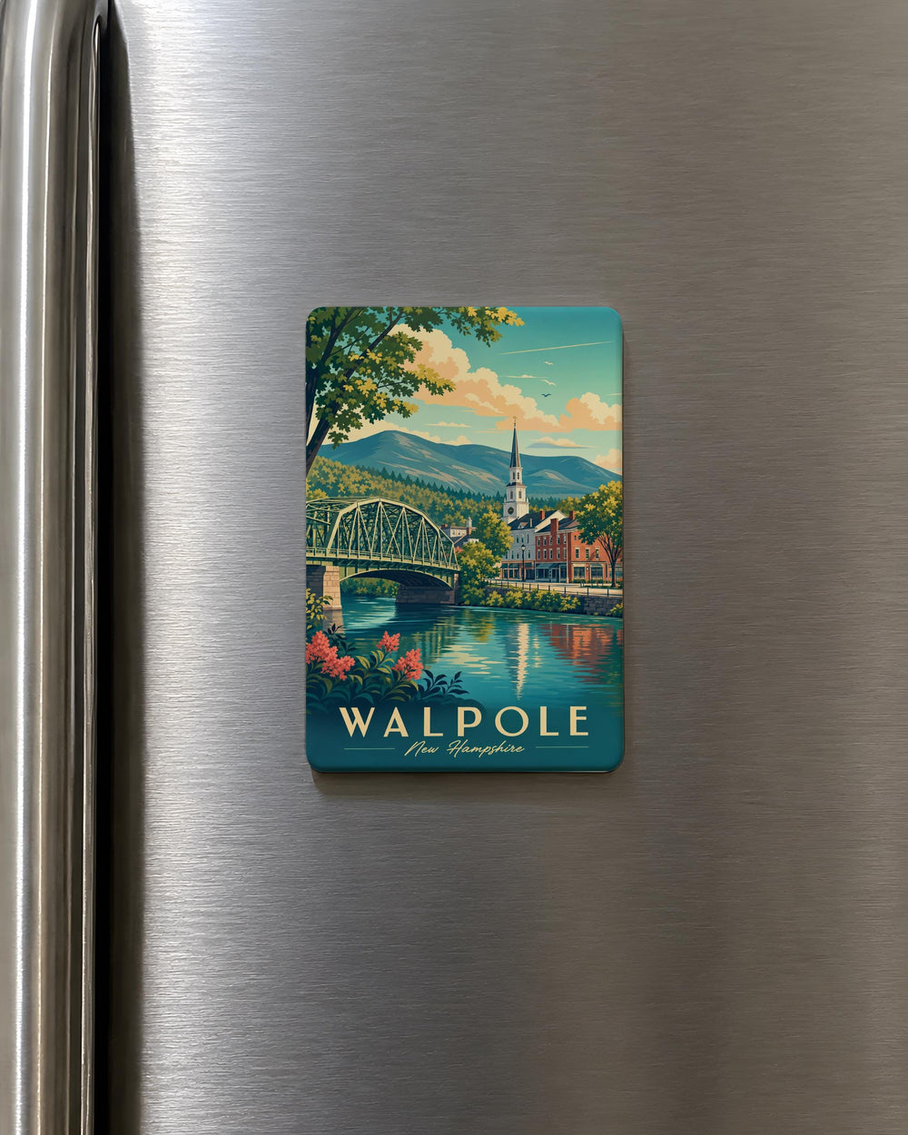Walpole NH Fridge Magnet, Walpole New Hampshire Souvenir, Hometown Travel Keepsake, New England Gift, USA Map Landmark Magnet