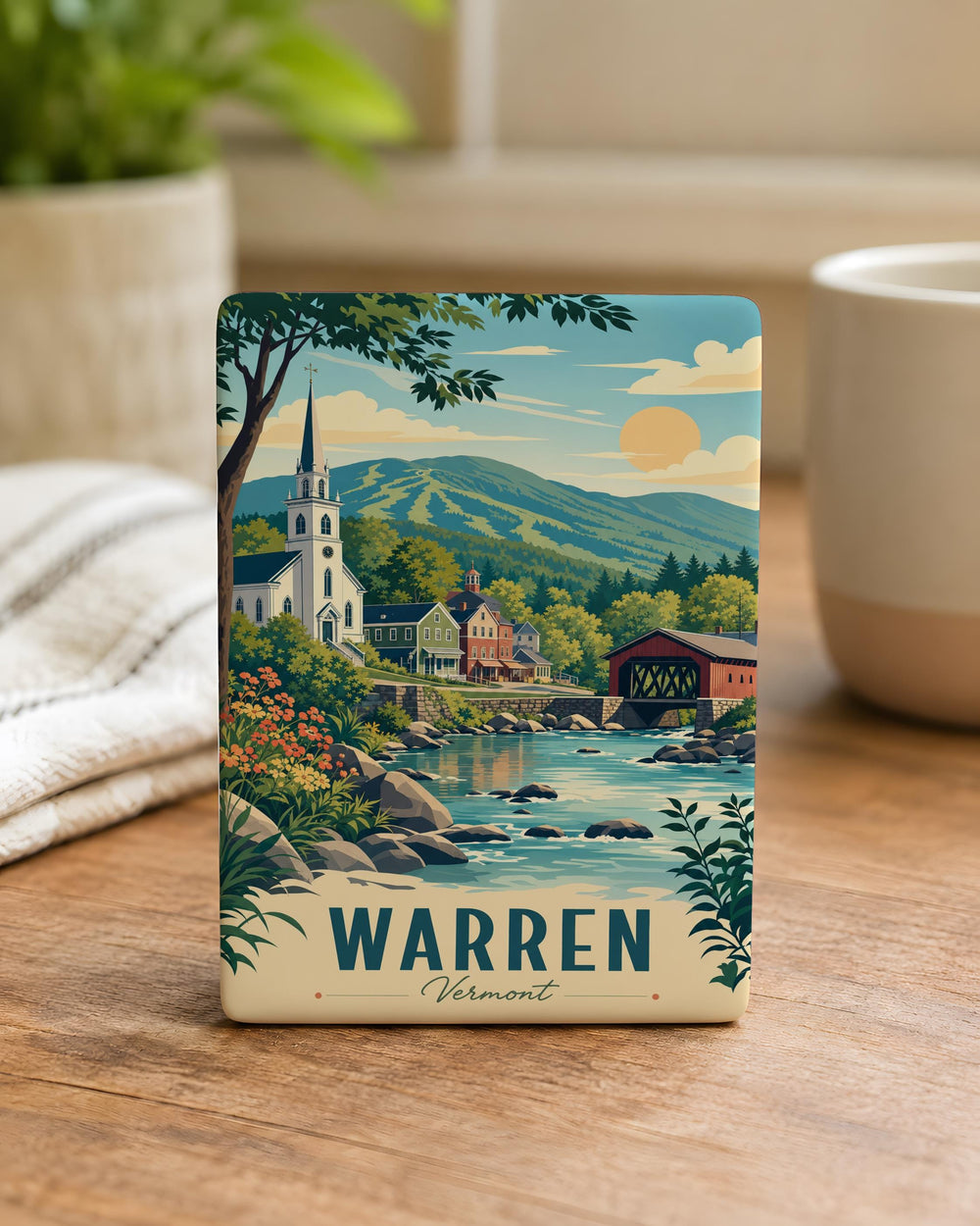 Warren VT Fridge Magnet, Vermont Town Souvenir Magnet, Warren Vermont Travel Gift, Green Mountains Keepsake Magnet