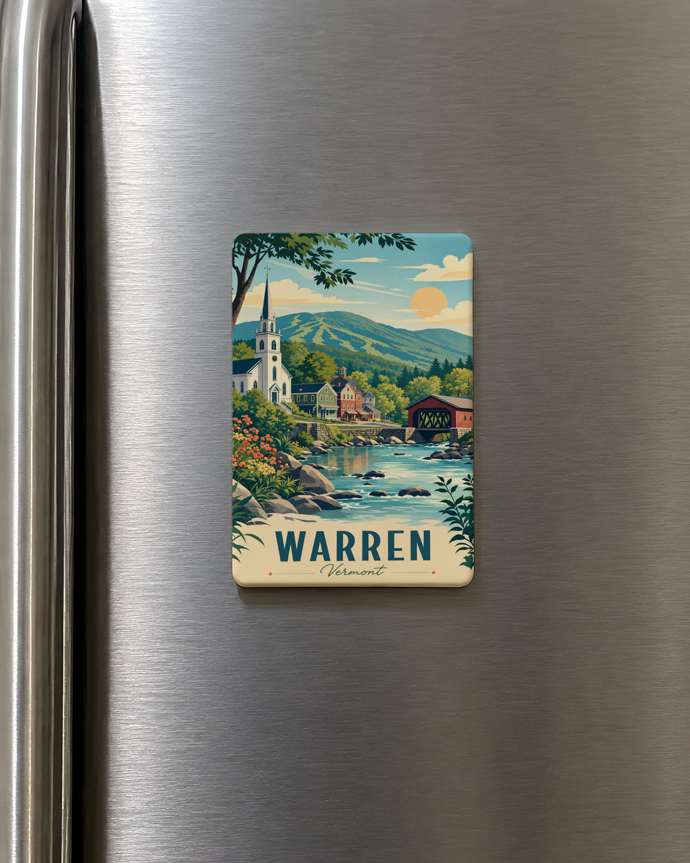Warren VT Fridge Magnet, Vermont Town Souvenir Magnet, Warren Vermont Travel Gift, Green Mountains Keepsake Magnet