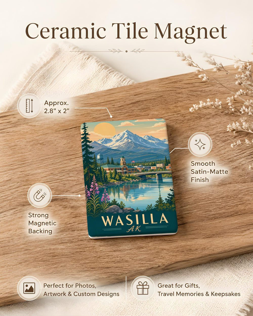 Wasilla Alaska Fridge Magnet, Wasilla AK Souvenir Magnet, Alaska Travel Keepsake, Wasilla Gift, Alaska Refrigerator Magnet