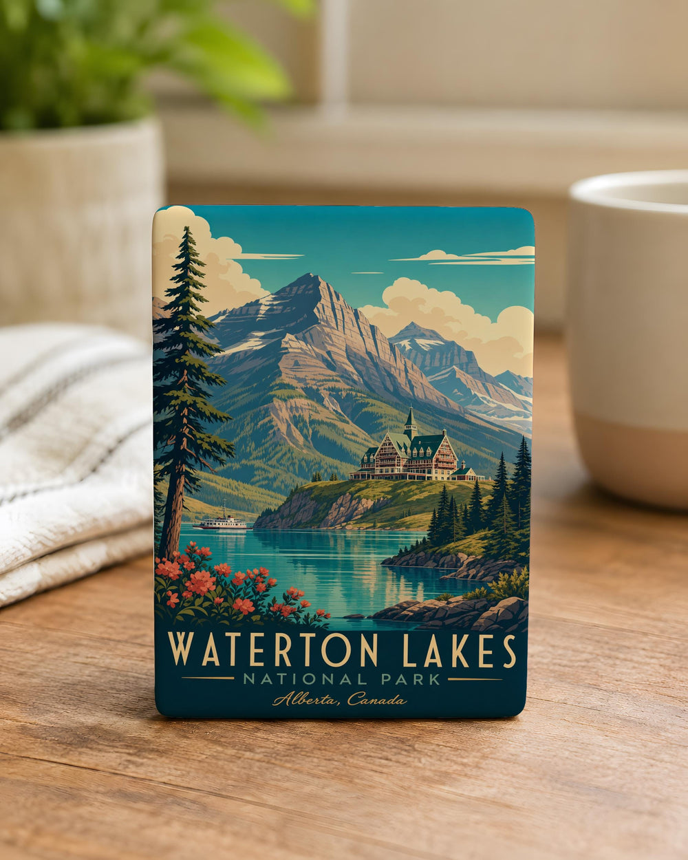 Waterton Lakes National Park Fridge Magnet, Alberta Canada Travel Souvenir, Scenic Mountain Lake Park Keepsake Magnet