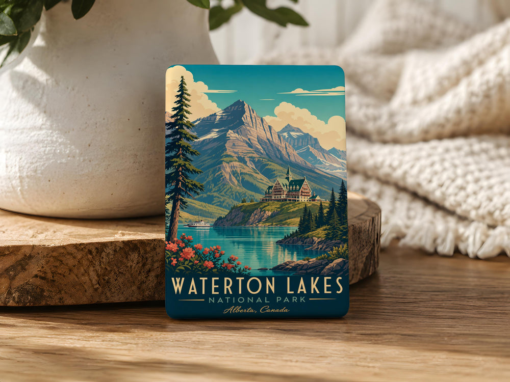 Waterton Lakes National Park Fridge Magnet, Alberta Canada Travel Souvenir, Scenic Mountain Lake Park Keepsake Magnet