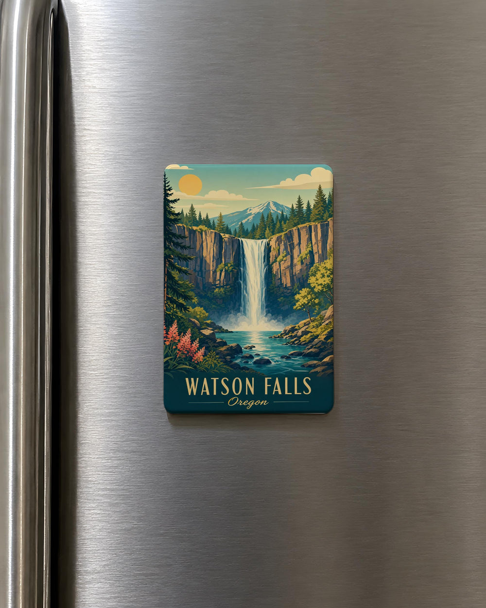 Watson Falls Oregon Fridge Magnet, Umpqua National Forest Waterfall Souvenir Magnet, Pacific Northwest Travel Keepsake