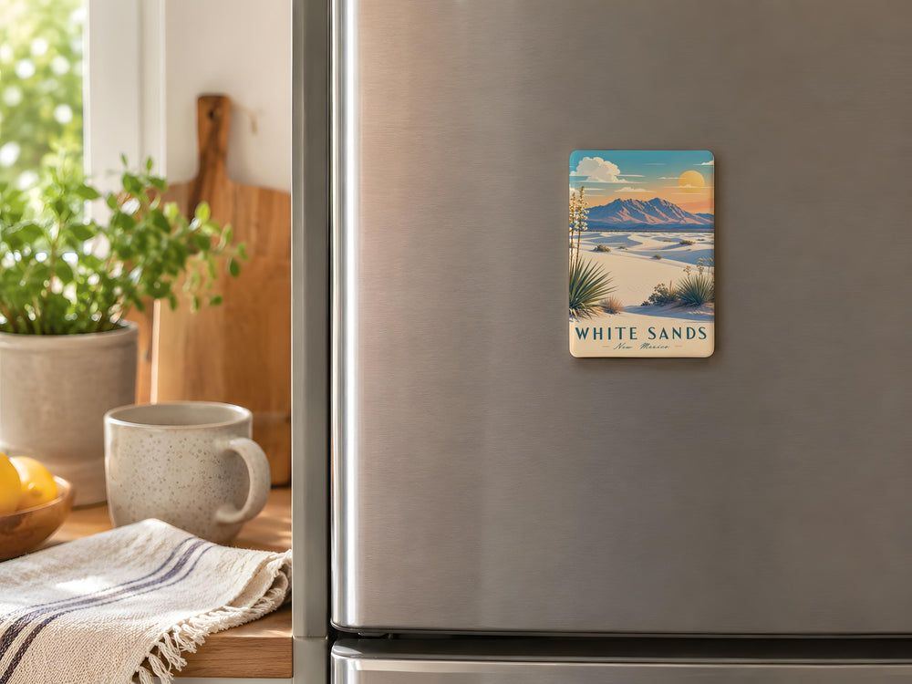 White Sands National Park Mountains Fridge Magnet, New Mexico Desert Dunes Souvenir, Southwest Travel Gift, USA Park Keepsake
