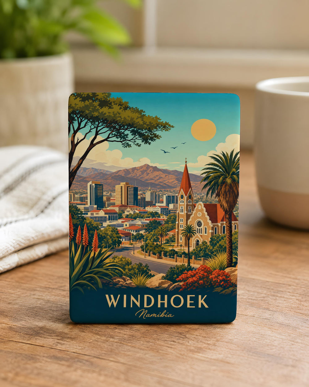 Windhoek Namibia Fridge Magnet, Windhoek Souvenir Magnet, Namibia Travel Gift, Windhoek City Landmark Keepsake Magnet