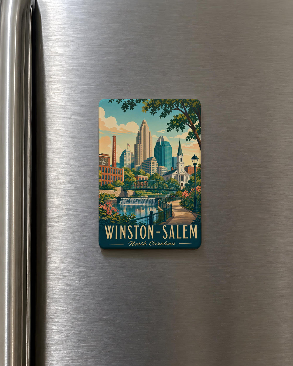 Winston-Salem NC Fridge Magnet, North Carolina City Souvenir Magnet, Winston Salem Travel Gift, Local Landmark Keepsake Magnet