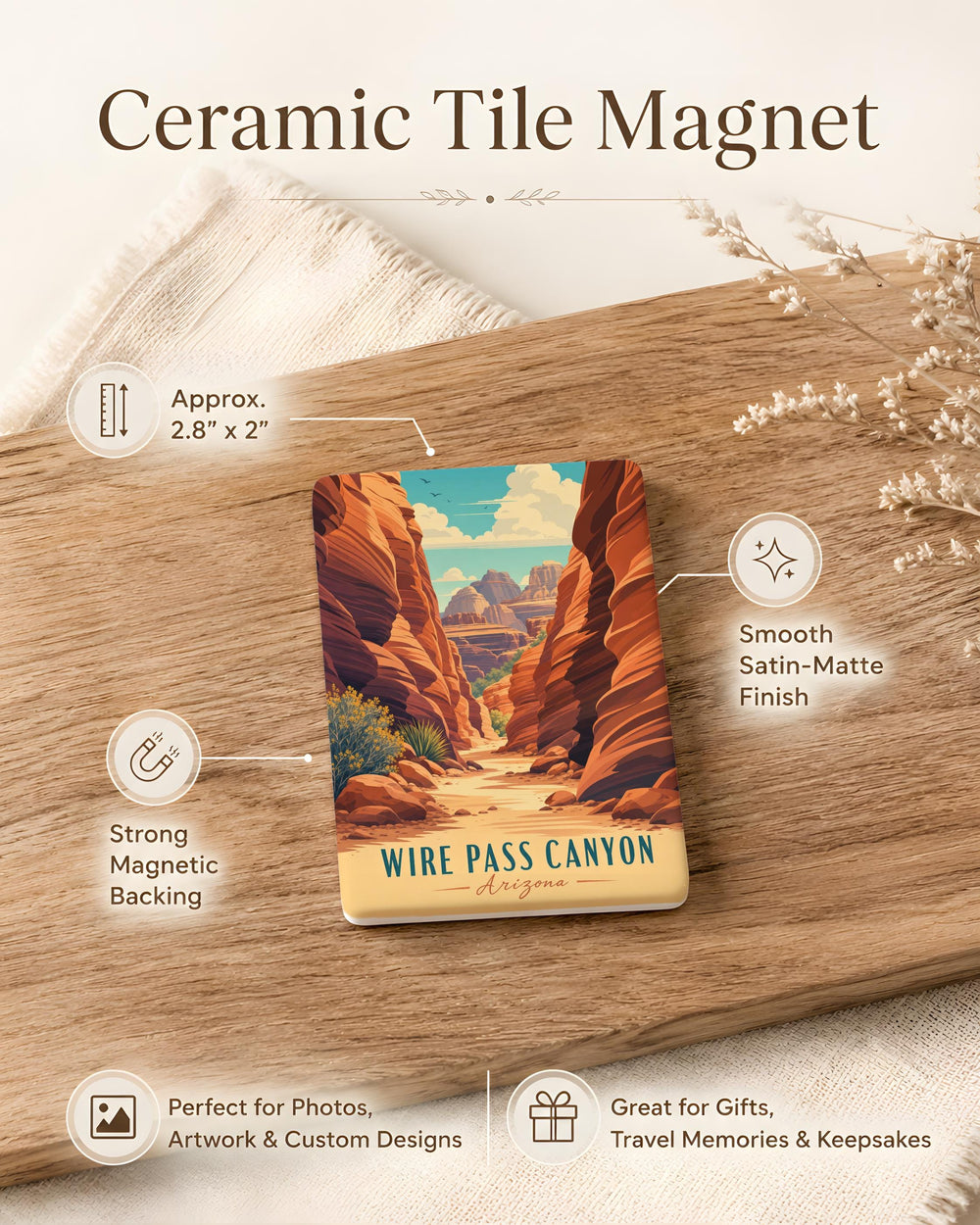 Wire Pass Canyon Fridge Magnet, Utah Slot Canyon Souvenir, Desert Hiking Landmark Keepsake Gift