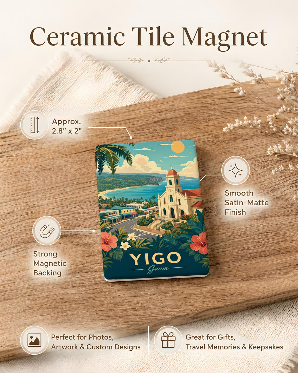 Yigo Guam Fridge Magnet, Yigo Village Souvenir Magnet, Guam Island Travel Keepsake, Pacific Island Gift, Guam Vacation Memory Magnet