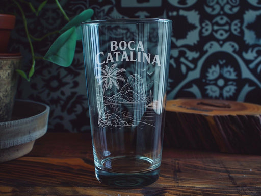 Boca Catalina Pint Glass, Catalina Island Souvenir Beer Glass, Beach Coastal Travel Gift, California Island Vacation Drinkware