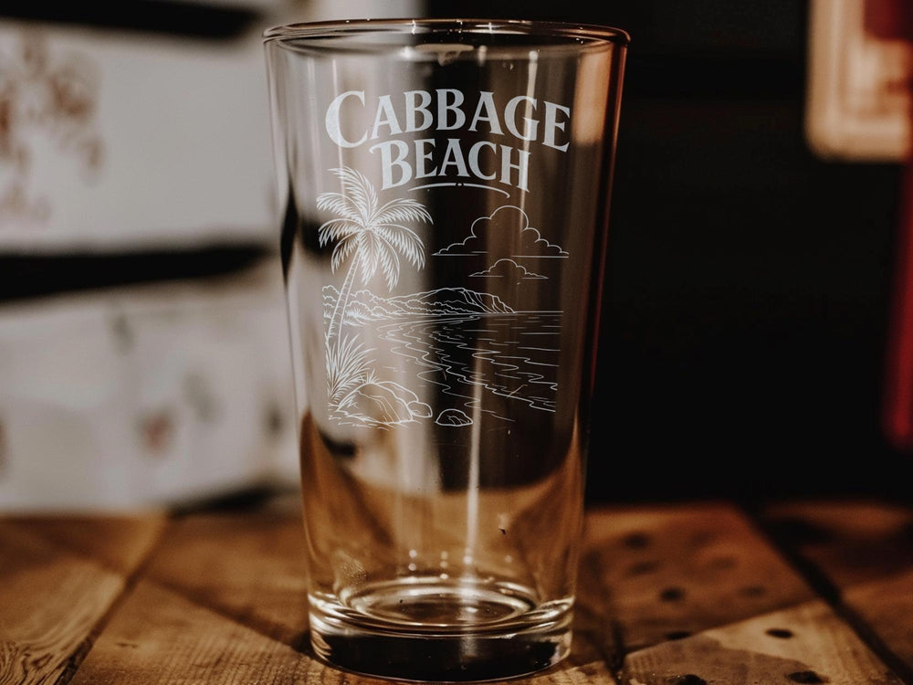 Cabbage Beach Pint Glass, Cabbage Beach Bahamas Souvenir Beer Glass, Beach Vacation Drinkware, Coastal Bar Glass