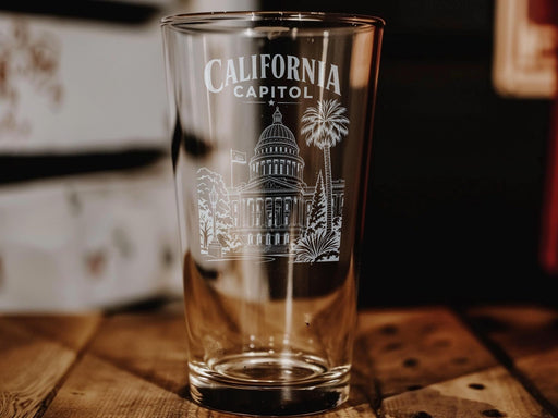California Capitol Building Pint Glass, Sacramento Landmark Drinkware, State Capitol Souvenir Beer Glass, California Travel Gift