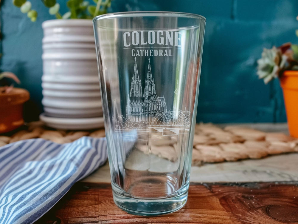 Cologne Cathedral Pint Glass, Kölner Dom Landmark Drinkware, Germany Gothic Cathedral Souvenir Glass, Cologne Travel Gift