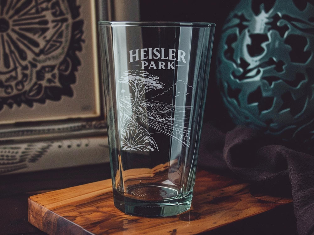 Heisler Park Laguna Beach California Pint Glass Coastal Cliffside Ocean View Souvenir Beer Glass Gift