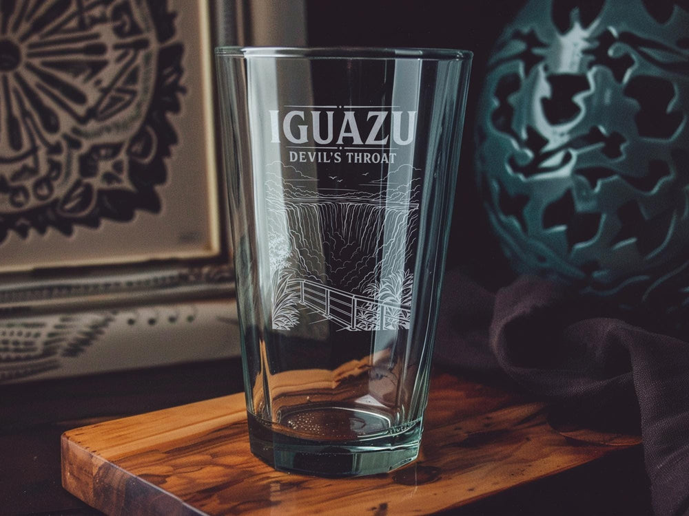 Iguazu Falls Devil’s Throat Pint Glass, Argentina Brazil Waterfall Souvenir Beer Glass, Iguazu National Park Gift