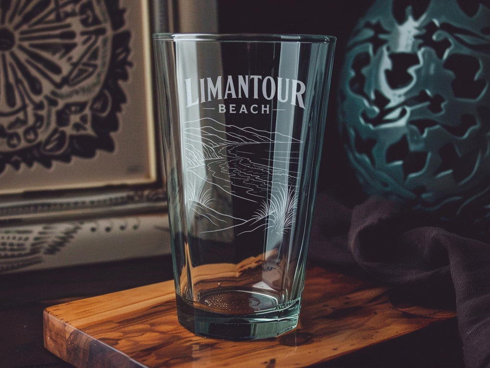 Limantour Beach Pint Glass, Point Reyes Seashore Souvenir, California Coast Beach Scene Drinkware, Ocean Waves Coastal Gift