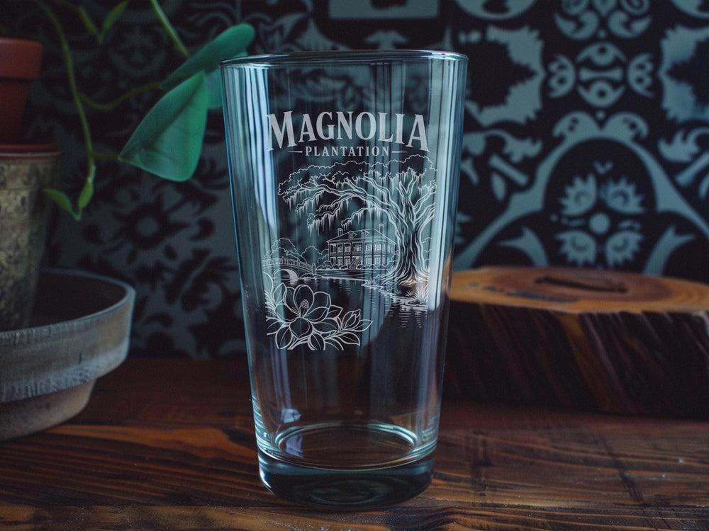 Magnolia Plantation Pint Glass, Magnolia Plantation Souvenir Glass, Charleston South Carolina Travel Gift, Historic Plantation Drinkware
