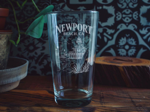 Newport Beach CA Pint Glass, Newport Beach California Souvenir Beer Glass, Coastal Beach Town Drinkware Gift