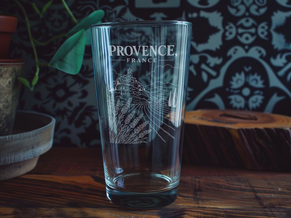 Provence France Pint Glass, Provence Travel Souvenir Beer Glass, French Provence Landscape Drinkware, France Vacation Gift