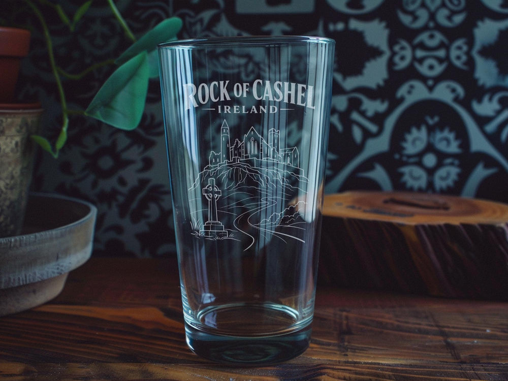 Rock of Cashel Ireland Pint Glass, Irish Landmark Souvenir Beer Glass, County Tipperary Travel Gift, Celtic Heritage Drinkware