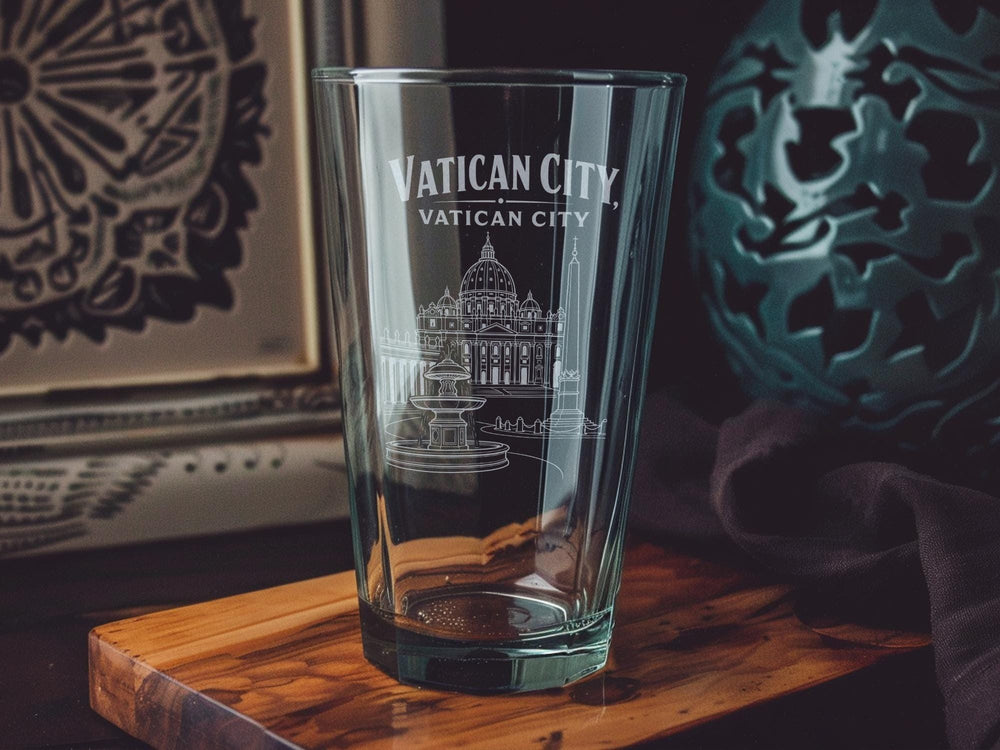 Vatican City Pint Glass, Vatican City Souvenir Beer Glass, Rome Italy Travel Gift Glassware, Catholic Vatican Landmark Drinkware