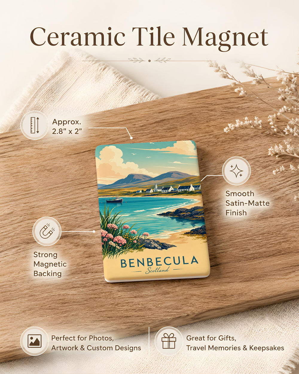 Benbecula Scotland Fridge Magnet, Outer Hebrides Souvenir Magnet, Scottish Island Travel Keepsake Magnet