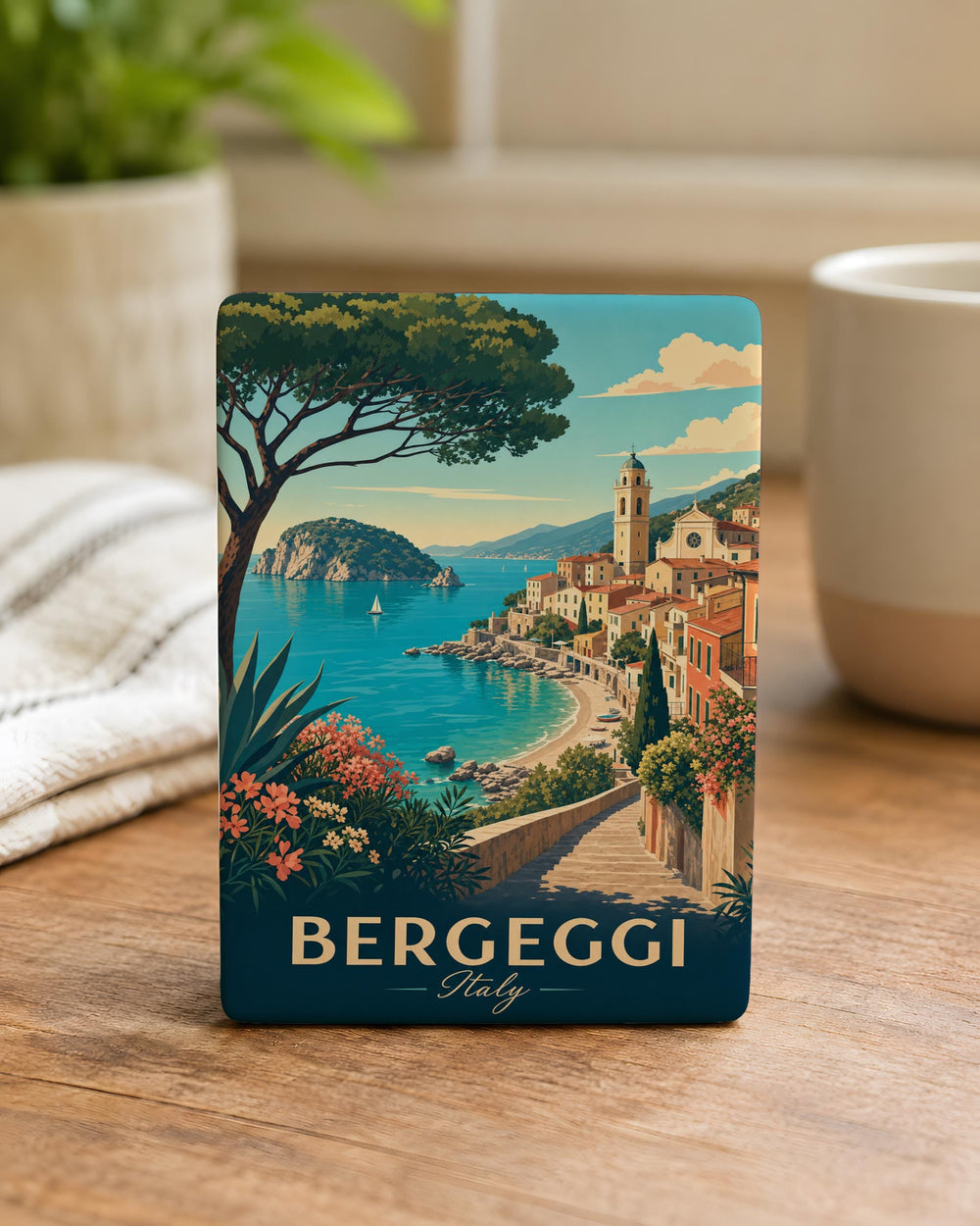 Bergeggi Italy Fridge Magnet, Bergeggi Coastal Village Souvenir Magnet, Italian Riviera Travel Gift, Liguria Keepsake Magnet