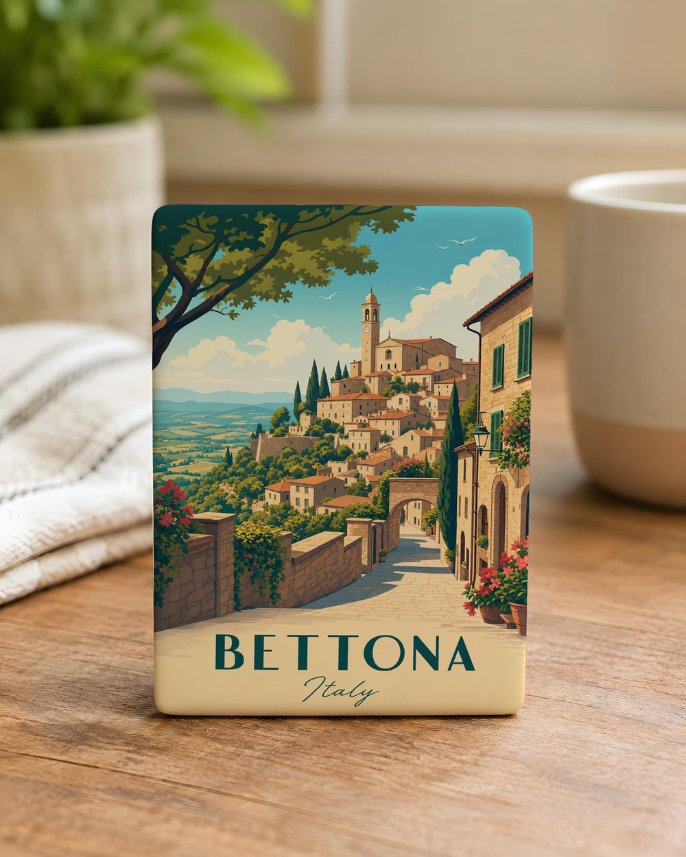 Bettona Italy Fridge Magnet, Bettona Perugia Umbria Travel Souvenir Magnet, Italian Hill Town Landmark Magnet
