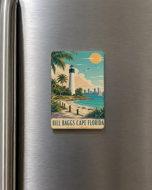 Bill Baggs Cape Florida Lighthouse Fridge Magnet, Key Biscayne Florida Souvenir Magnet, Cape Florida State Park Gift