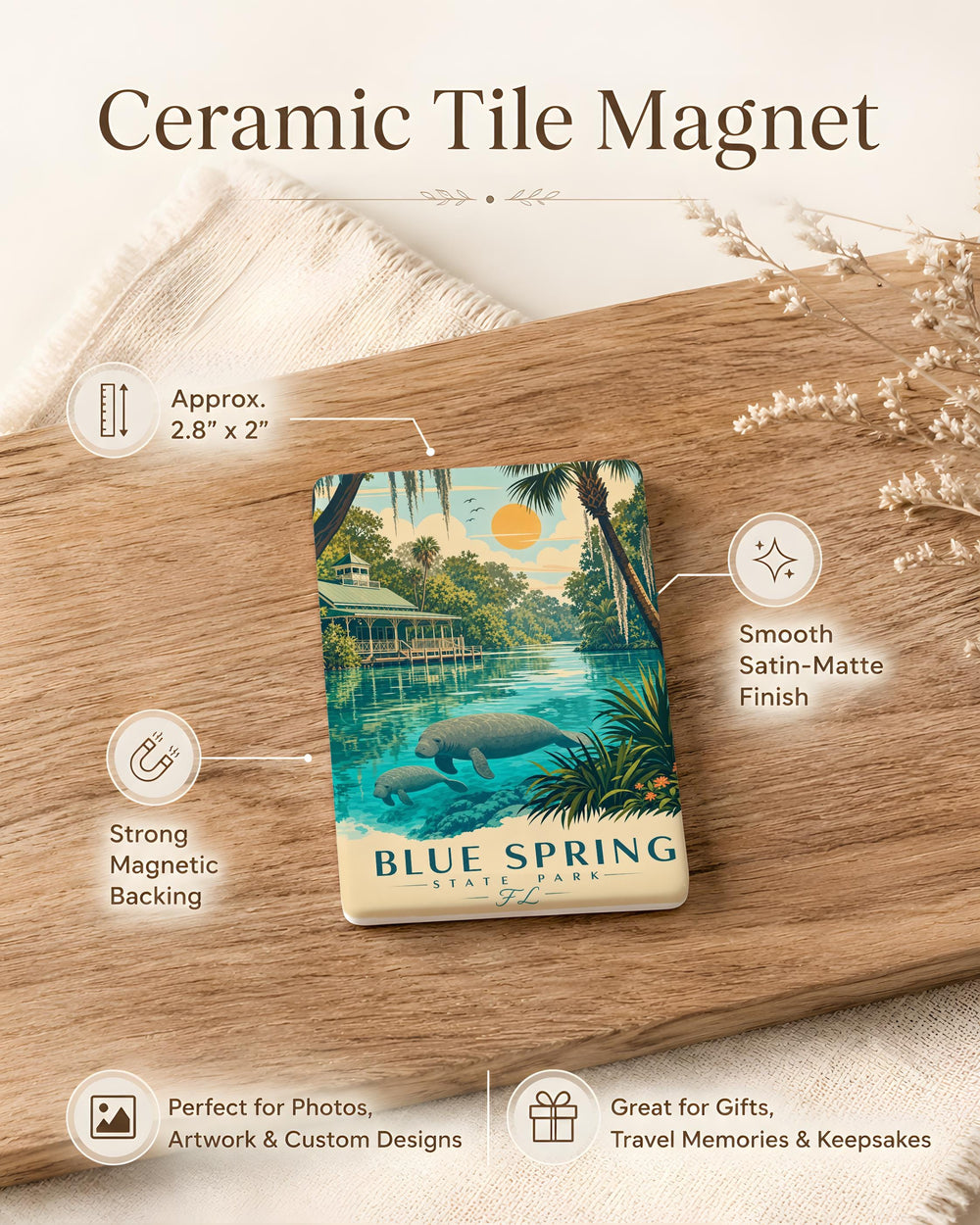 Blue Spring State Park Florida Fridge Magnet, Blue Spring State Park Souvenir Magnet, Florida State Park Travel Magnet