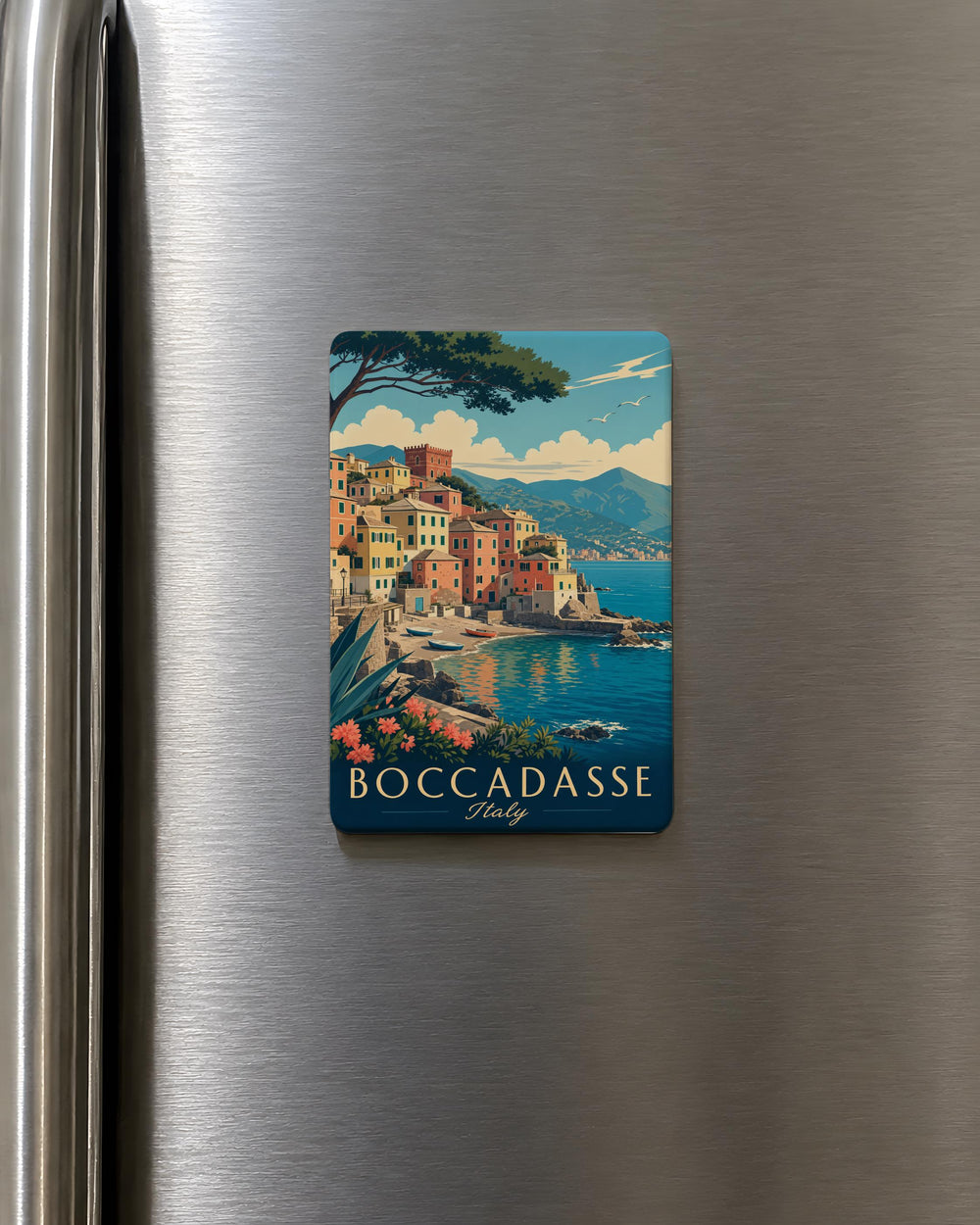 Boccadasse Italy Fridge Magnet, Genoa Coastal Village Souvenir, Italian Riviera Seaside Scene Magnet